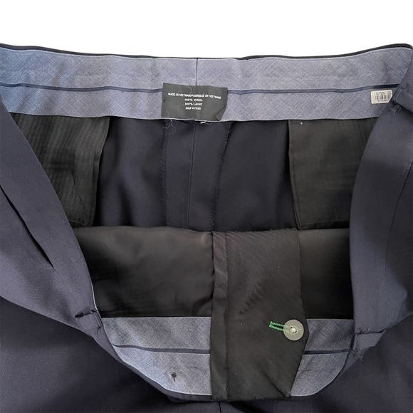 Tommy Hilfiger 2pc Suit Mens 48L Navy 100% Wool Two Button Flat Front Pants - Picture 16 of 16